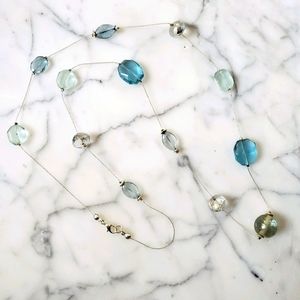 LOFT long glass bead necklace in blue